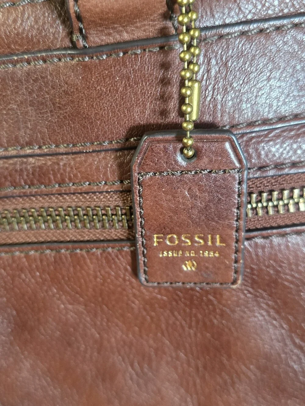 FOSSIL XL Leather Laptop Computer Satchel Tote Unisex Weekender Travel